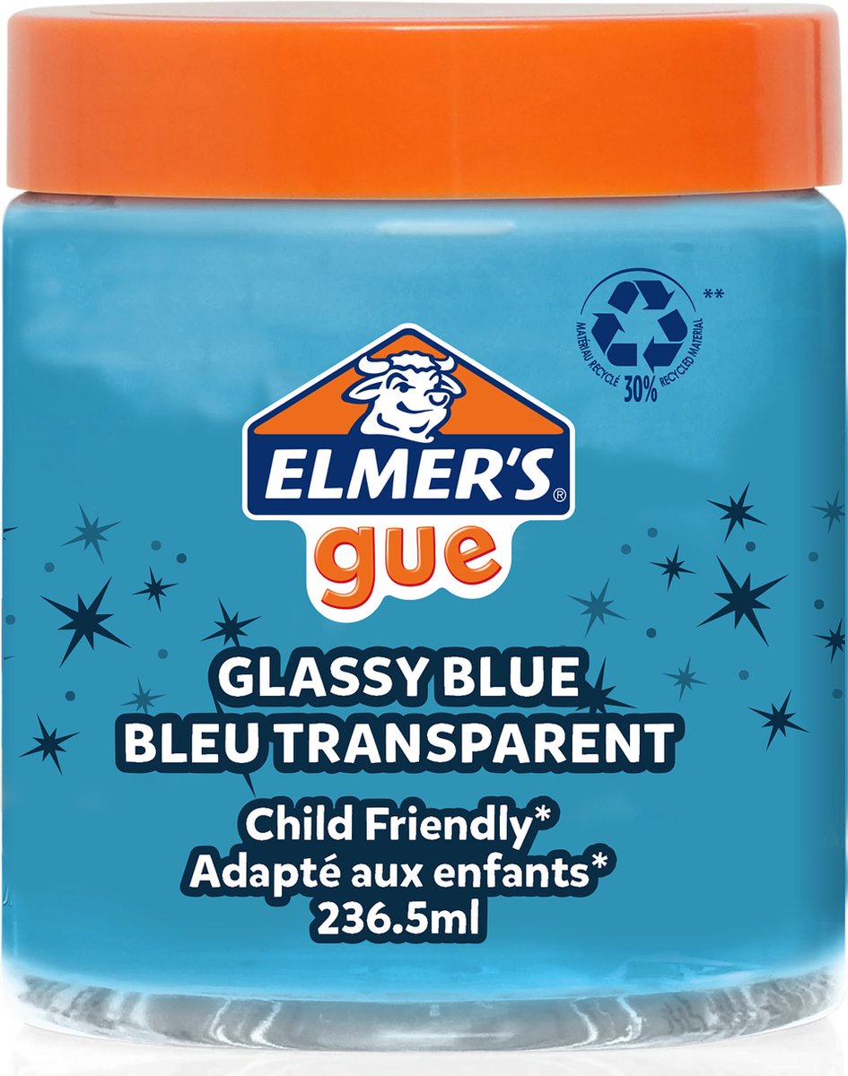 Elmers Gue kant-en-klare slijm | glazig blauwe slijm | geweldig om met extra ingrediënten te mengen | 236,5 ml | 1 stuk